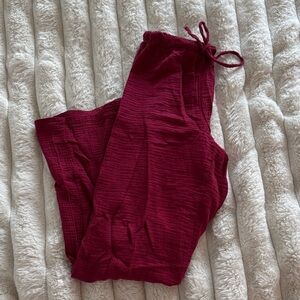 Dark Pink Drawstring linen Pants